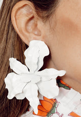 Pendientes flor XL blanco