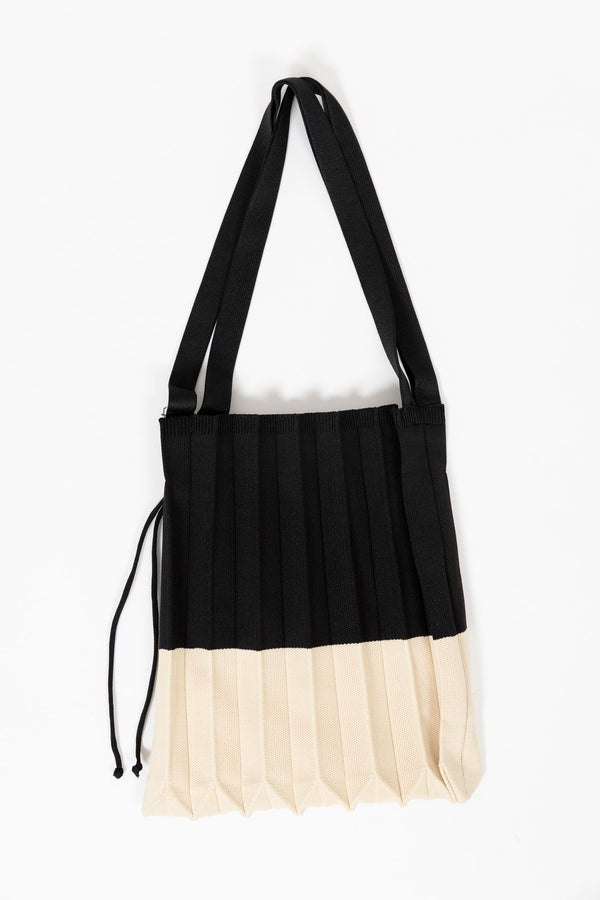 Bolso acordeón negro/beige