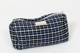 Neceser estampado vichy azul marino XL