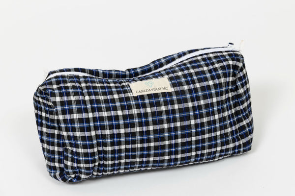 Neceser estampado vichy azul marino XL