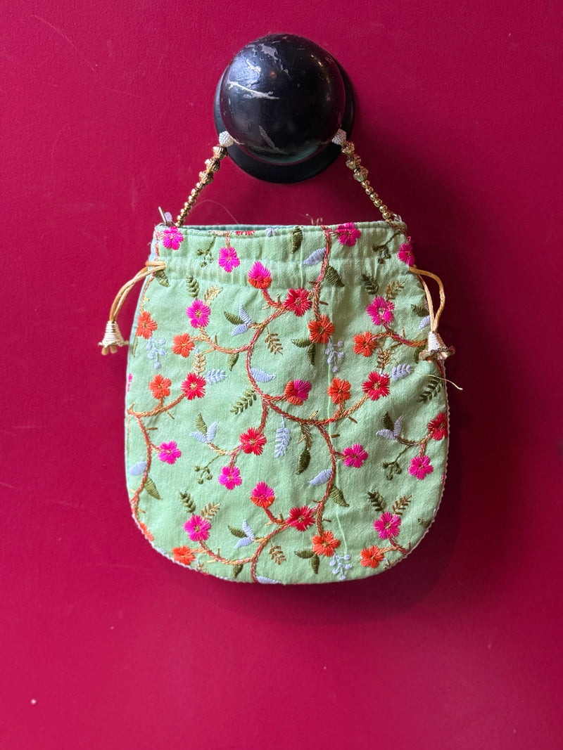 Bolso Potli Flores verde