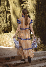 Bolso tela flores azul