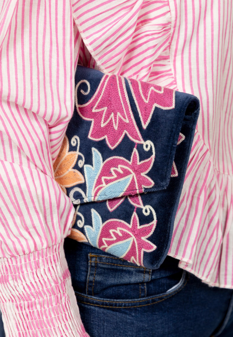 Bolso estampado terciopelo azul marino