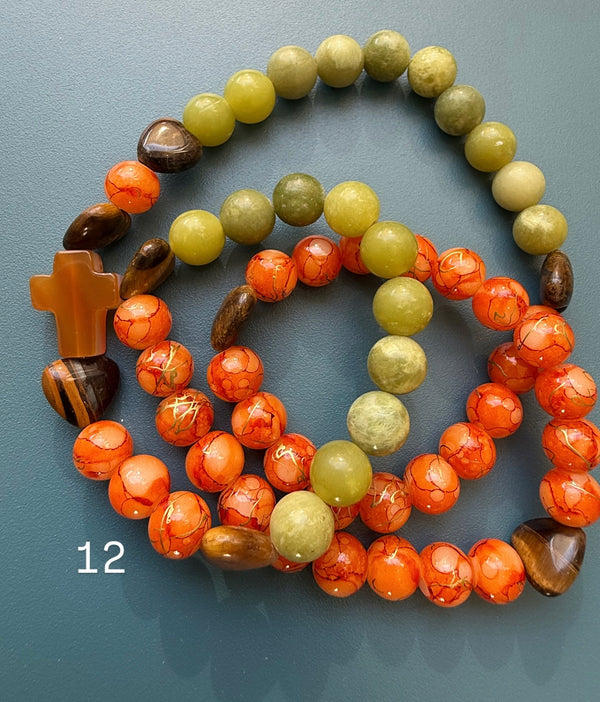 Rosario Collar 3 Vueltas Piedras Naturales hecho a mano