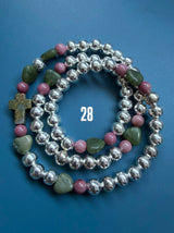 Rosario pulsera collar corazón plata