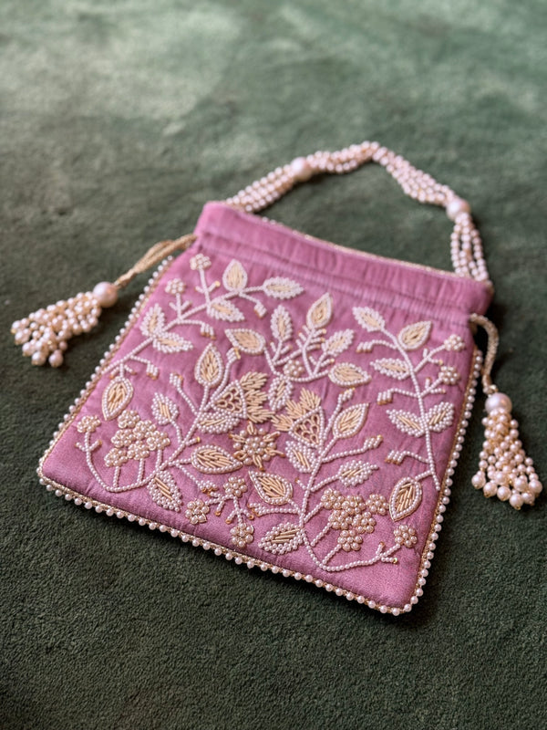 Bolso Perla Hojitas rosa