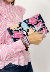 Bolso estampado terciopelo azul marino