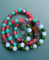 Rosario pulsera collar piedra plana