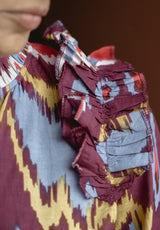 Vestido burdeos ikat