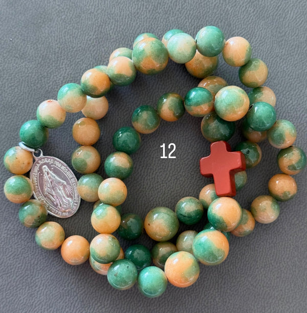 Rosario Collar 3 Vueltas Piedras Naturales hecho a mano