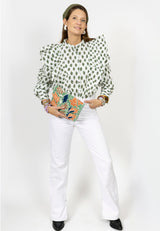 Bolso estampado terciopelo verde agua