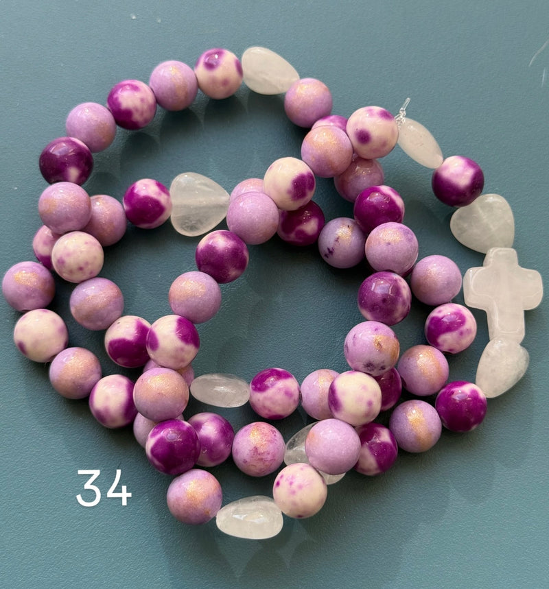 Rosario Collar 3 Vueltas Piedras Naturales hecho a mano