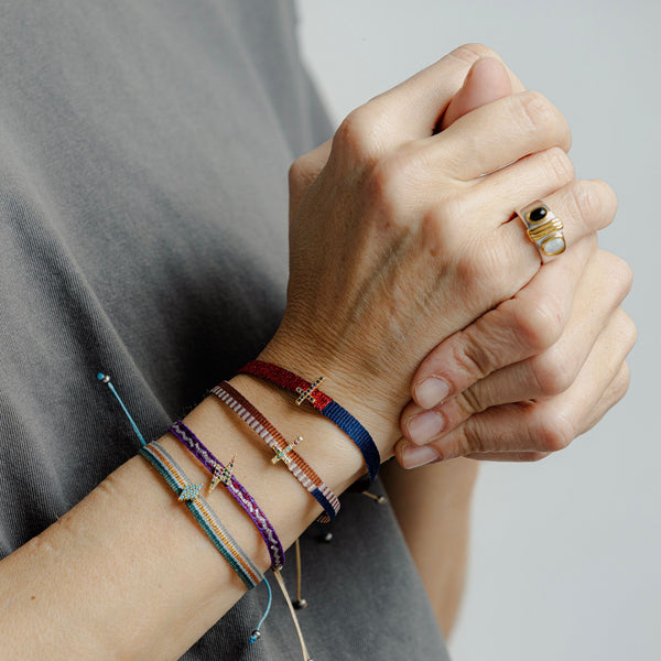 Pulsera tela rayo lila