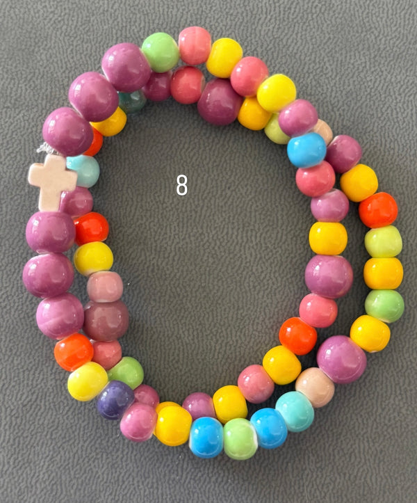 Pulsera Rosario Cerámica 2 vueltas hecho a mano