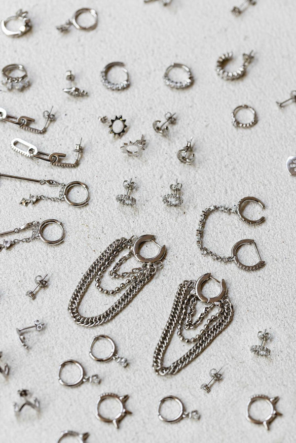 Pendientes orquídea plata