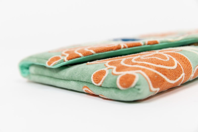 Bolso estampado terciopelo verde agua