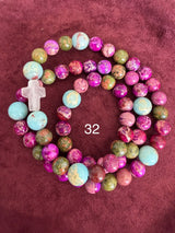 Rosario pulsera collar piedra redonda