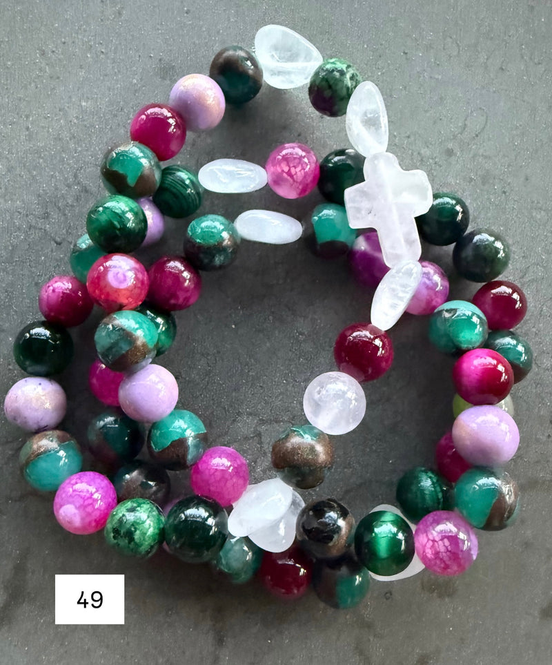 Rosario Collar 3 Vueltas Piedras Naturales hecho a mano