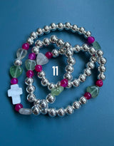 Rosario pulsera collar corazón plata