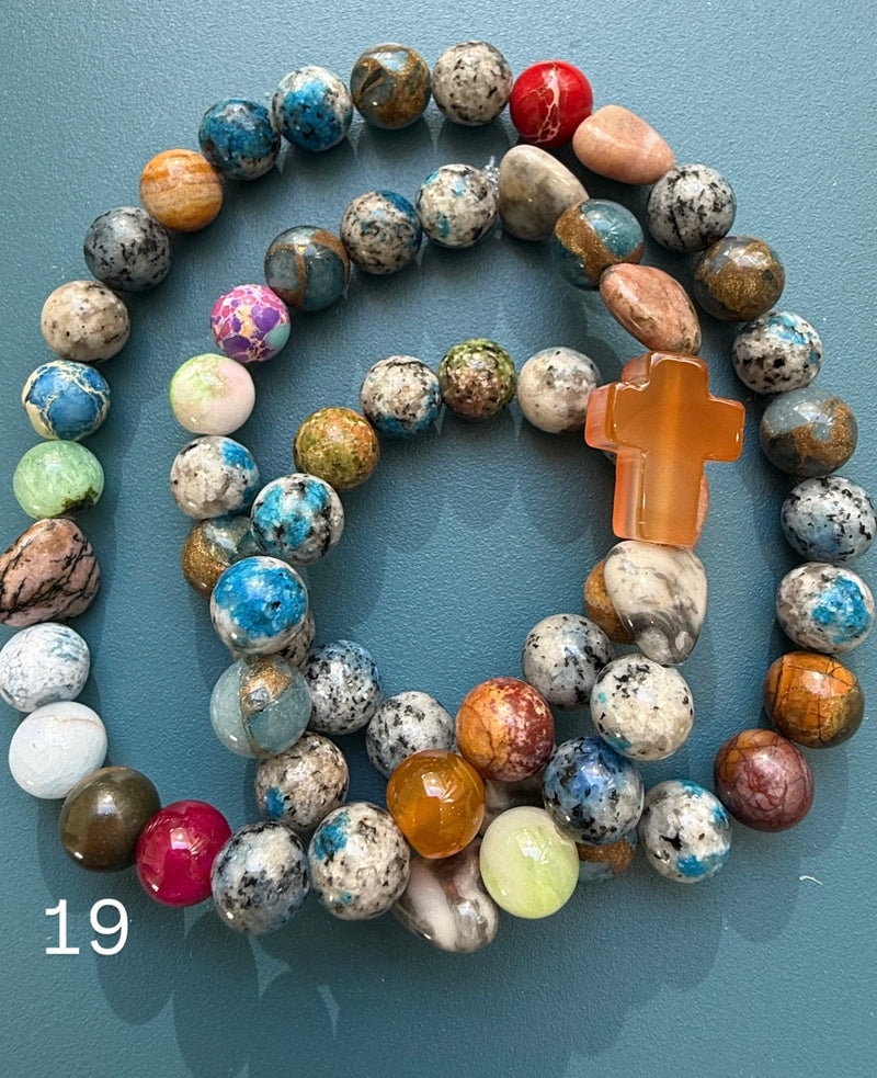 Rosario Collar 3 Vueltas Piedras Naturales hecho a mano