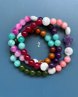 Rosario pulsera collar piedra plana