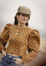 Chaqueta ocre flores