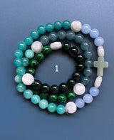 Rosario pulsera collar piedra plana