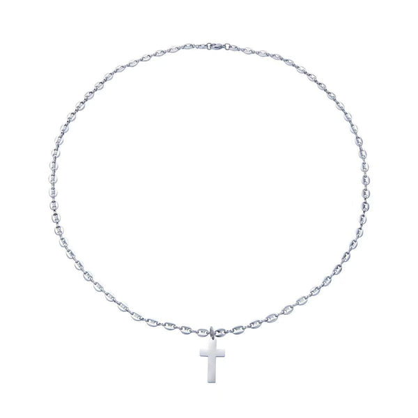 Colgante cruz cadena gorda plata