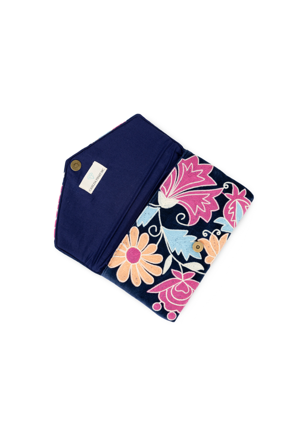 Bolso estampado terciopelo azul marino