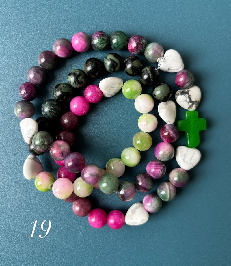 Rosario Collar 3 Vueltas Piedras Naturales hecho a mano