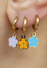 Aros esmaltados flor azul