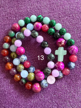 Rosario pulsera collar piedra redonda