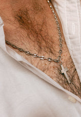 Colgante cruz cadena gorda plata