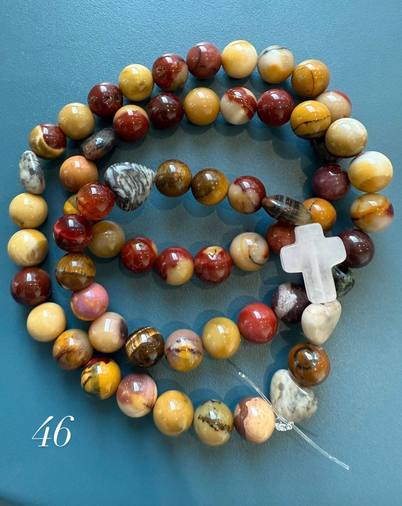 Rosario Collar 3 Vueltas Piedras Naturales hecho a mano