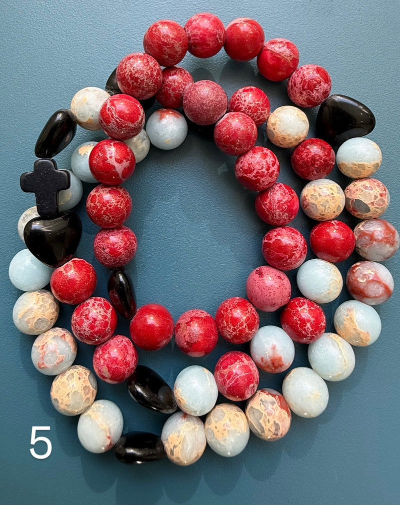 Rosario Collar 3 Vueltas Piedras Naturales hecho a mano