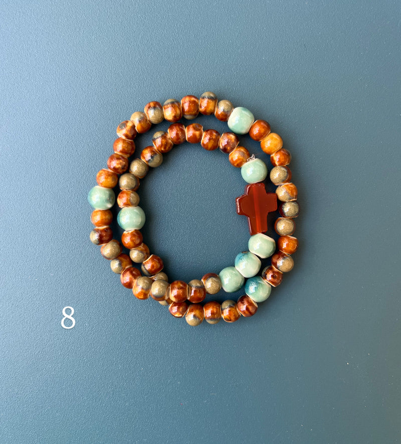 Pulsera Rosario Cerámica 2 vueltas hecho a mano