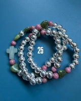 Rosario pulsera collar corazón plata