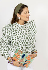 Bolso estampado terciopelo verde agua