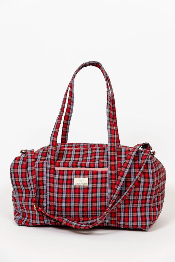 Bolsa viaje cuadros rojo