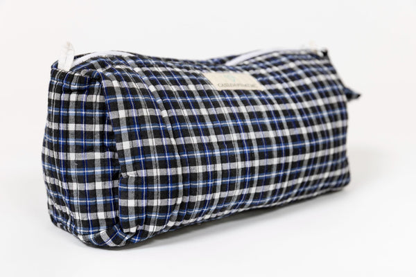 Neceser estampado vichy azul marino XL