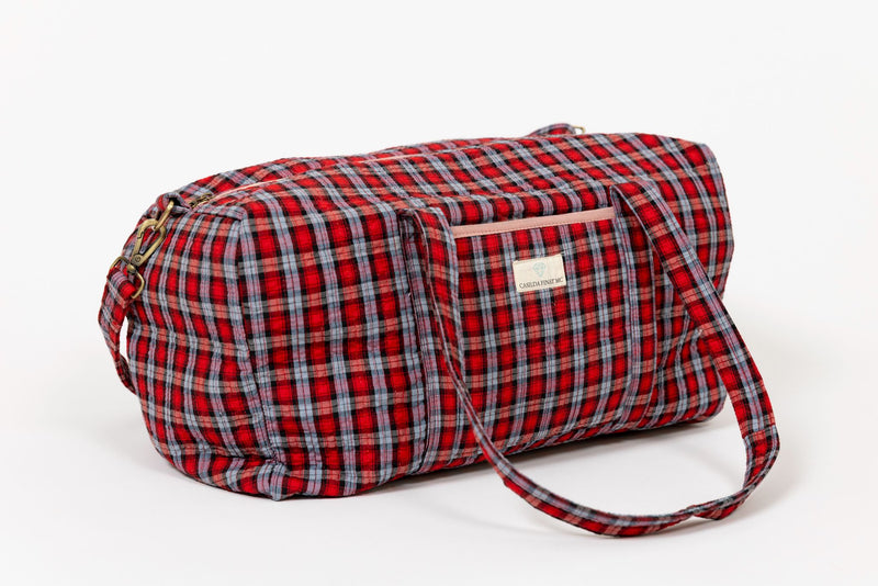 Bolsa viaje cuadros rojo