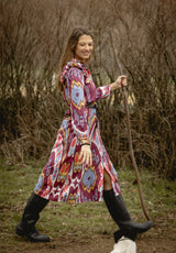 Vestido burdeos ikat