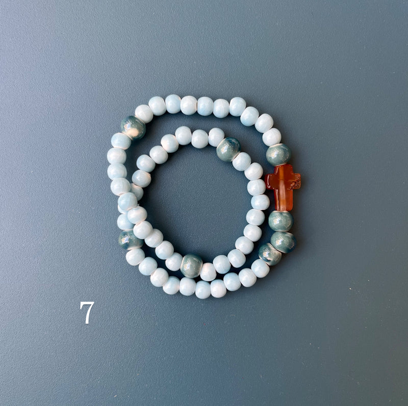 Pulsera Rosario Cerámica 2 vueltas hecho a mano
