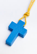 Colgante cruz madera niño