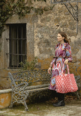 Vestido burdeos ikat