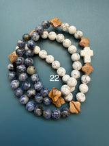 Rosario pulsera collar piedra plana