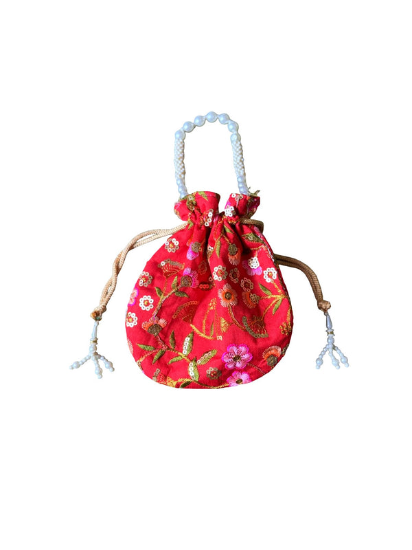 Bolso Potli Flores Rojo