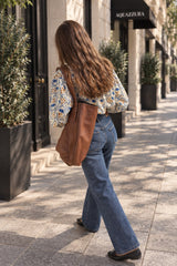 Camisa estampada azul/marrón