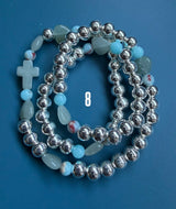 Rosario pulsera collar corazón plata