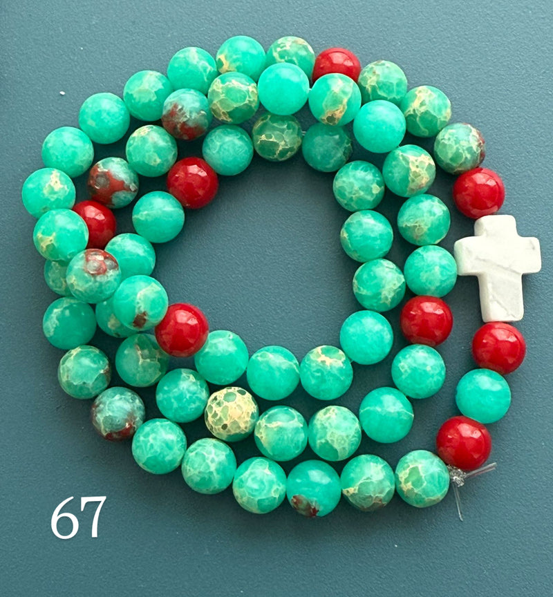 Rosario Collar 3 Vueltas Piedras Naturales hecho a mano